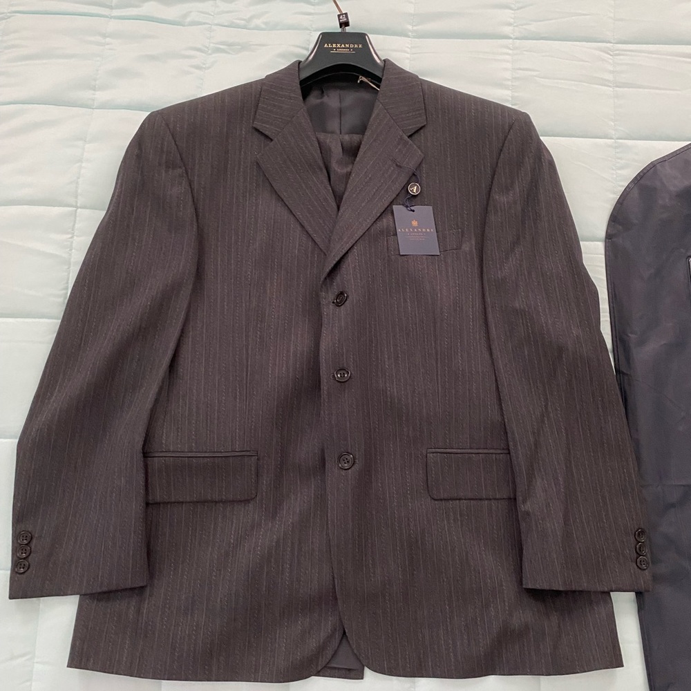 NWT ALEXANDRE LONDON 42S Pinstripe gray suit